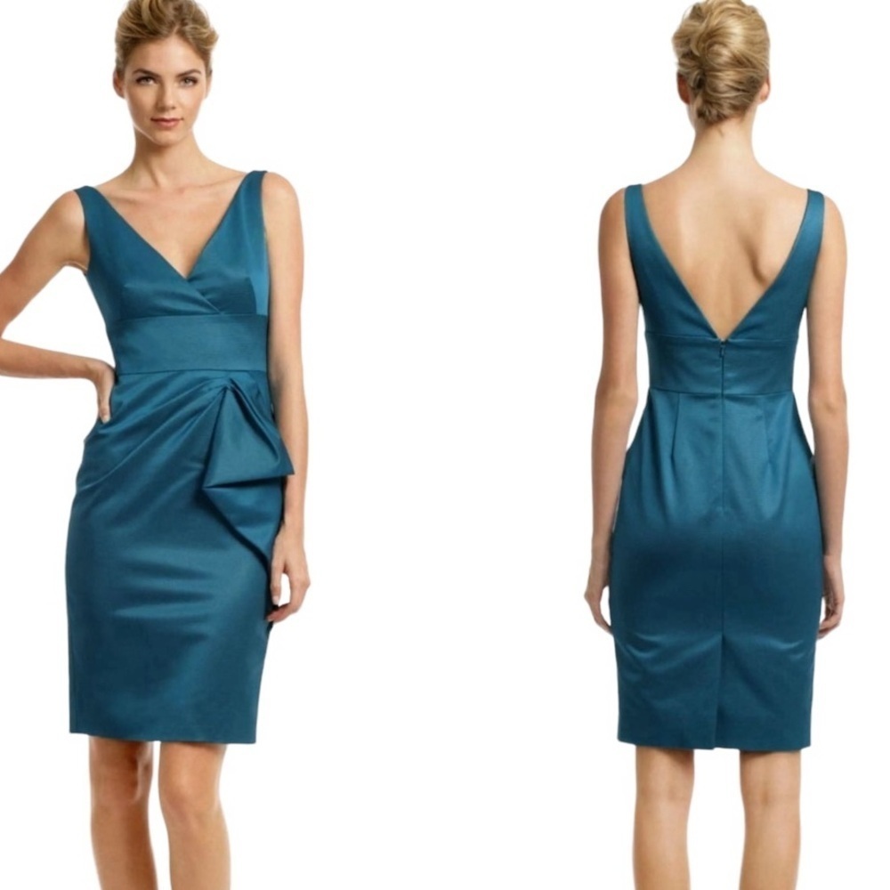 Maggie London Satin Dress Drape On Side